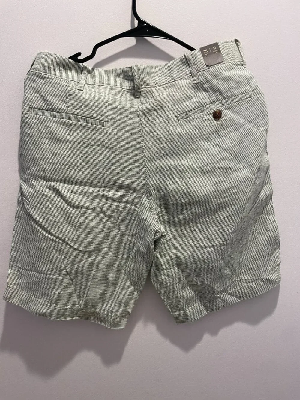 J. Crew green/white striped linen shorts (9